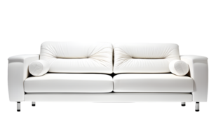 White Sofa Furniture Isolated on a Transparent Background. AI Generative png