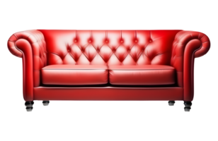 Red Sofa Furniture Isolated on a Transparent Background. AI Generative png