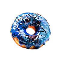 Blue Delicious Donut with Sprinkles on a Transparent Background. AI Generative png