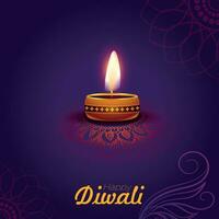 Happy Diwali design with diya oil lamp elements background, Hindu religious Diwali festival Poster Design vector