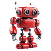 Small Red Robot Isolated on Transparent Background. AI Generative png