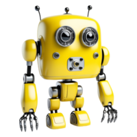 Small Yellow Robot Isolated on Transparent Background. AI Generative png