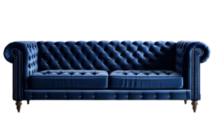 Navy Sofa Furniture Isolated on a Transparent Background. AI Generative png