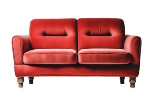 Red Sofa Furniture Isolated on a Transparent Background. AI Generative png