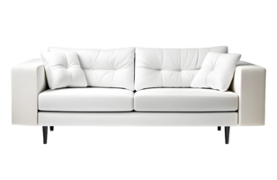 White Sofa Furniture Isolated on a Transparent Background. AI Generative png