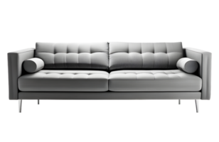 Gray Sofa Furniture Isolated on a Transparent Background. AI Generative png