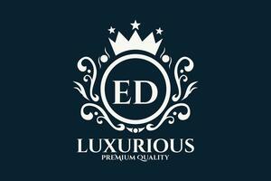 Initial  Letter ED Royal Luxury Logo template in vector art for luxurious branding  vector illustration.