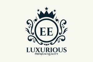 Initial  Letter EE Royal Luxury Logo template in vector art for luxurious branding  vector illustration.