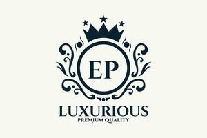 Initial  Letter EP Royal Luxury Logo template in vector art for luxurious branding  vector illustration.