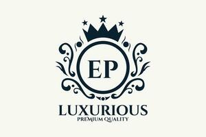 Initial  Letter EP Royal Luxury Logo template in vector art for luxurious branding  vector illustration.