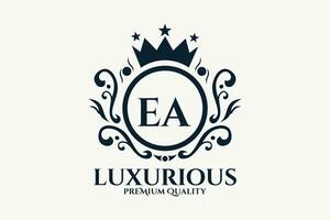 Initial  Letter EA Royal Luxury Logo template in vector art for luxurious branding  vector illustration.