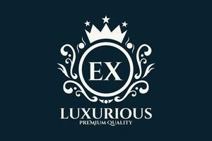 Initial  Letter EX Royal Luxury Logo template in vector art for luxurious branding  vector illustration.