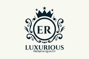 Initial  Letter ER Royal Luxury Logo template in vector art for luxurious branding  vector illustration.