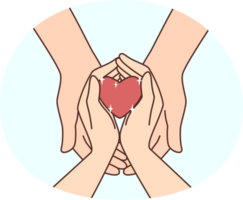 Couple hold heart in hands png