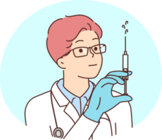 Male doctor with syringe in hands png