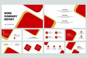 Red and gold modern business work report slide presentation template vector