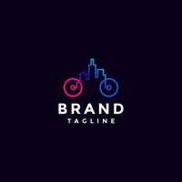 Simple City Path Bicycle Logo Design. Bicycle Icon whose Lines Form a Building Line Symbol Design. vector