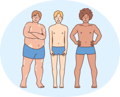 Diverse multiracial men with different figures in underwear png