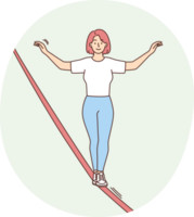 Woman walking tightrope png