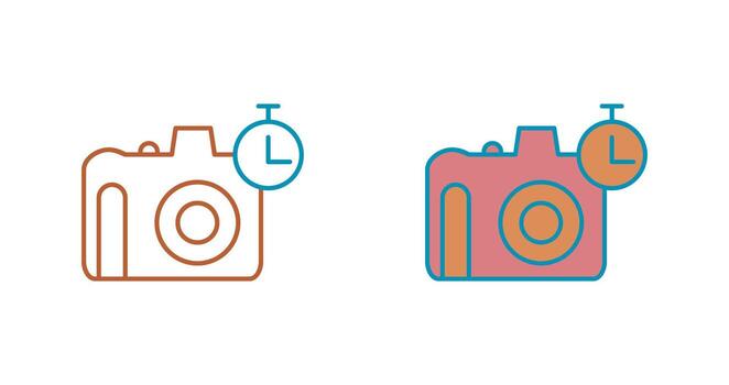 temporizador único en el icono de vector de cámara
