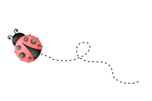 Watercolor ladybug dotted line png