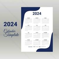 Monthly calendar design template for 2024 year. Wall calendar in a minimalist style. Planner for 2024 year. vector