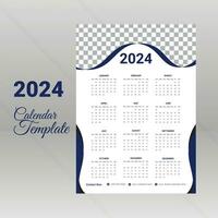 Monthly calendar design template for 2024 year. Wall calendar in a minimalist style. Planner for 2024 year. vector