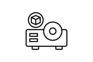 3d screen icon. projector with augmented reality. icon related to 3D display technology. line icon style. simple vector design editable