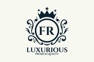 Initial  Letter FR Royal Luxury Logo template in vector art for luxurious branding  vector illustration.