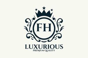 Initial  Letter FH Royal Luxury Logo template in vector art for luxurious branding  vector illustration.