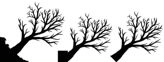 silueta de muerto árbol vector ilustración. silueta de arboles y ramas sin hojas. desnudo árbol silueta. negro rama árbol vector. silueta de un desnudo árbol.