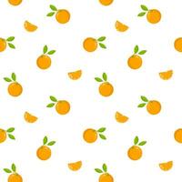 Oranges and leaves vector seamless pattern, background, wallpaper, print, textile, fabric, wrapping paper, packaging design