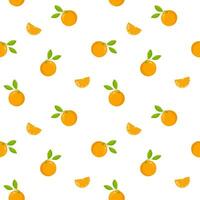 Oranges and leaves vector seamless pattern, background, wallpaper, print, textile, fabric, wrapping paper, packaging design