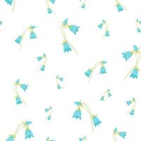 Bluebell, bellflower, tiny genuine flowers vector seamless pattern for International Womens Day, March 8th, floral background, wallpaper, paper wrapping