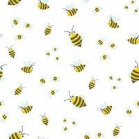 Cute bees vector seamless pattern, background, wallpaper, textile, print