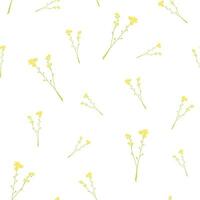 Yellow tiny genuine flowers vector seamless pattern for International Womens Day, March 8th, floral background, wallpaper, paper wrapping