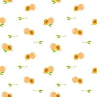 Peaches and leaves vector seamless pattern, background, wallpaper, print, textile, fabric, wrapping paper, packaging design