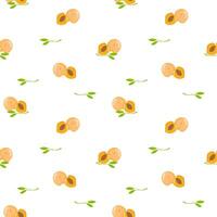 Peaches and leaves vector seamless pattern, background, wallpaper, print, textile, fabric, wrapping paper, packaging design