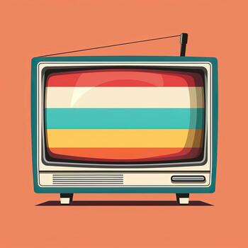 No signal tv illustration. Retro colorful image Generative AI photo