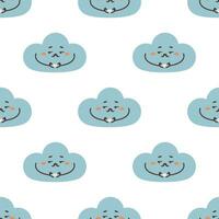 Seamless cloud pattern showing a heart, flirting with the sun , overcast vector