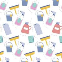 Seamless pattern cleaning products, cleaning, detergent, vector