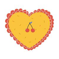 groovy heart cherry pie retro, valentine's day vector