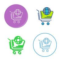 icono de vector de compras del mundo