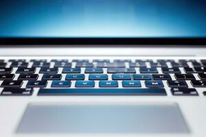 Close-up of the keyboard. Computer work concept. Generated by artificial intelligence photo