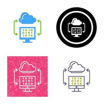 icono de vector de codificación de nube