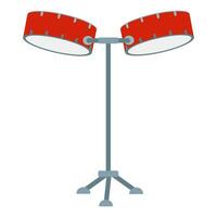 Music Instrument, Two standing Retro drums. Illustration of Classical Snare Drum on Stand and Snare Drum. Vector flat Cartoon Design element isolated on white, Music concept, Concert equipment