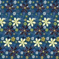 White and yellow flower on blue background Abstract Design of Textured Flowers Ready for Textile Prints. vector