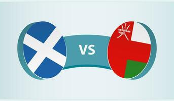 Escocia versus Omán, equipo Deportes competencia concepto. vector