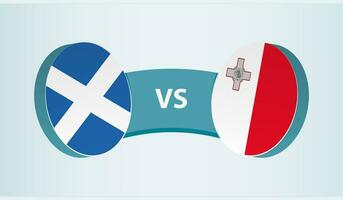 Escocia versus Malta, equipo Deportes competencia concepto. vector