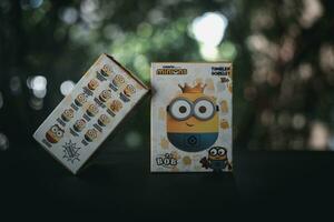 Bangkok, Thailand - October 29, 2023 Minions Random Box, BOB 1.0, a price 229 THB from Miniso Thailand photo